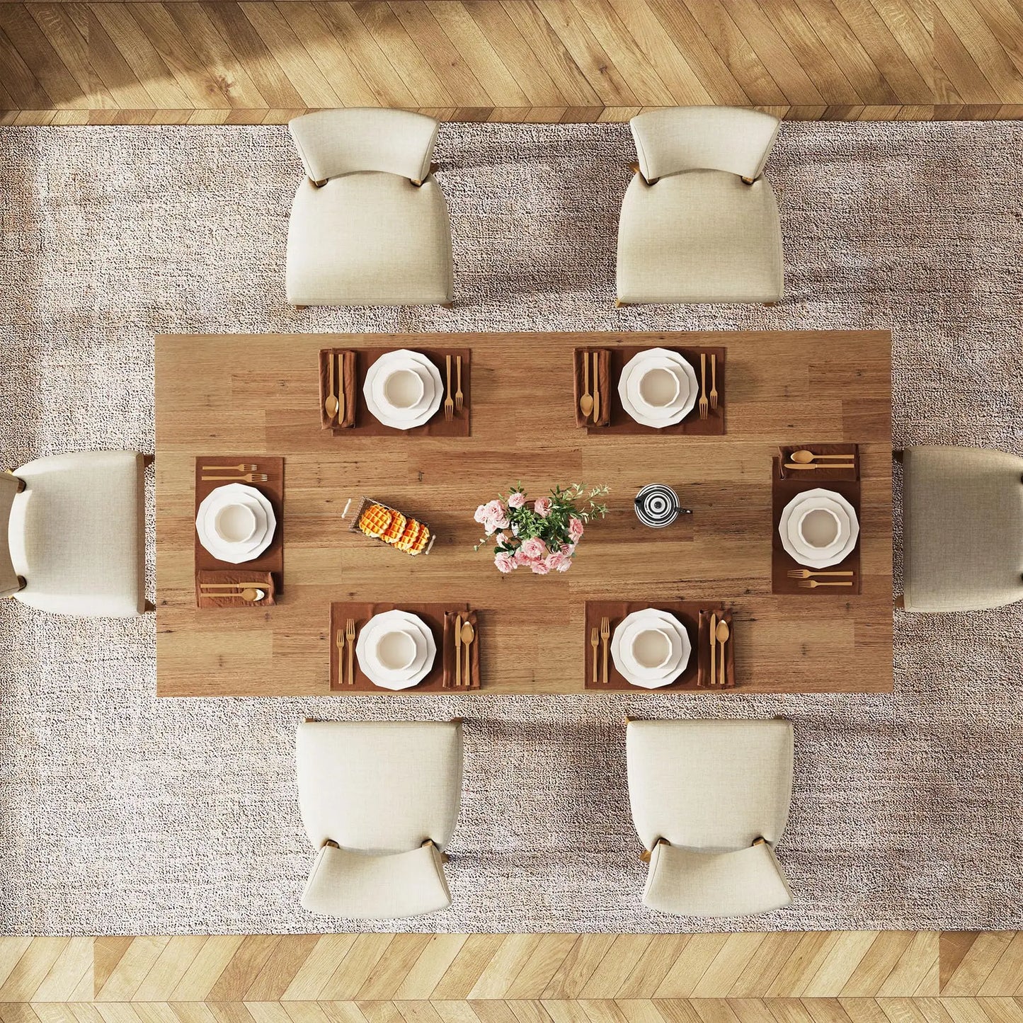 Tribesigns 63" Dining Table for 4-6, Farmhouse Kitchen Table with Large Tabletop