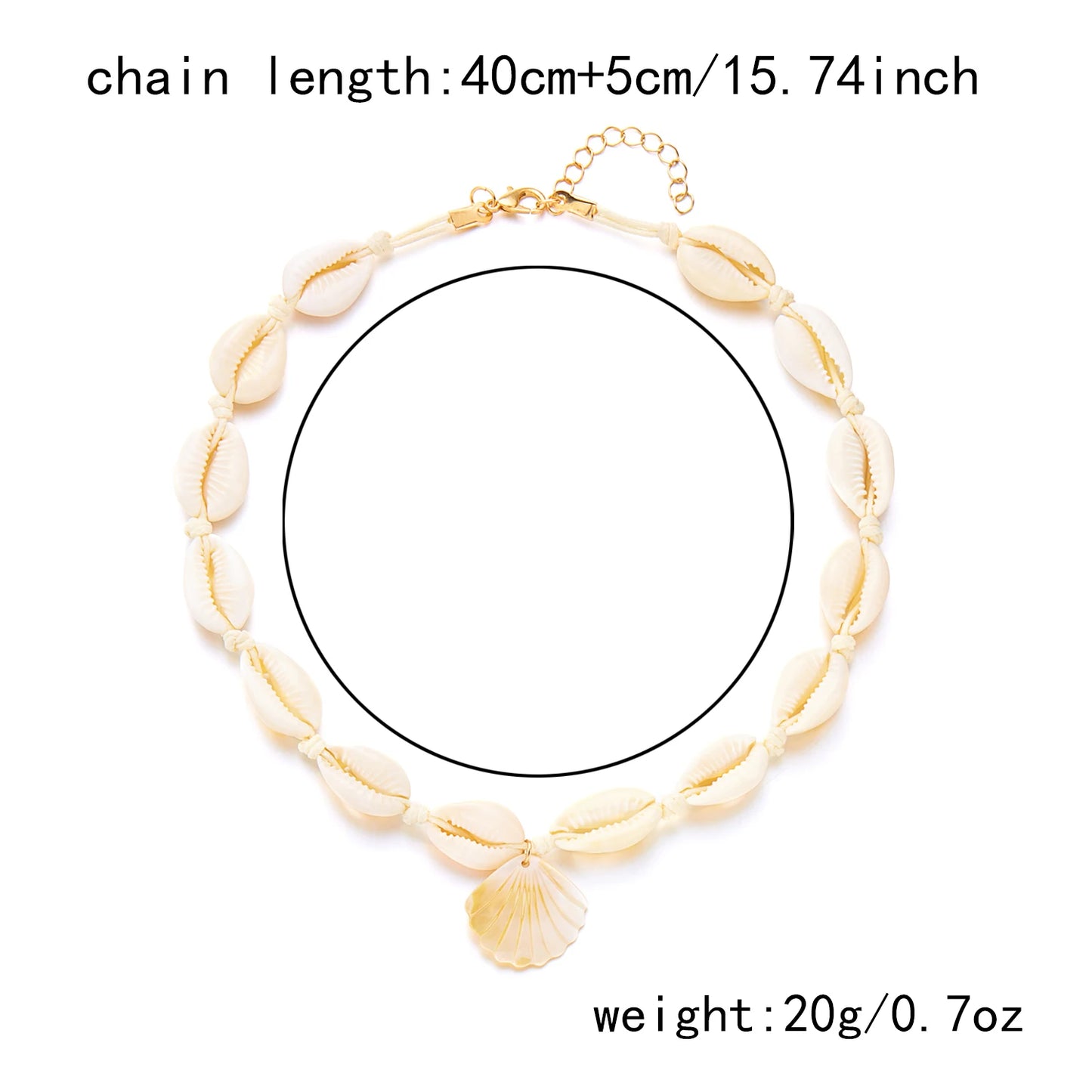 Bohemian Pearl Shell Choker Necklace For Women Girls Boho Beach Shell Pendant Rope Chain Necklace Summer Vacation Jewelry Gift