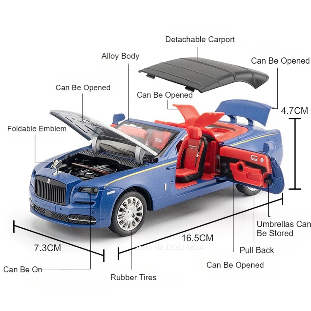 1:32 Rolls-Royce Cullinan Dawn Model Toy Diecast Alloy Car Sound Light Pull Back Doors Opened Miniature Cars Simulation Ornament