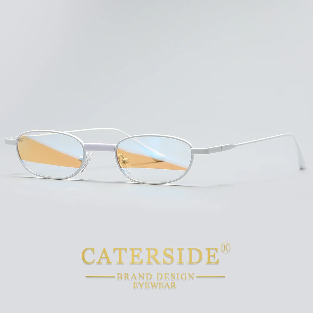 CATERSIDE Men's Hip Hop Sunglasses Premium Metal Small Frame Women's Travel Business Party Holiday Gift Decorative Glasses UV400