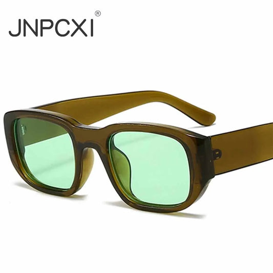 JNPCXI Fashion Candy Color Square Women Sunglasses Olive Green Shades Vintage Men Sun Glasses UV400