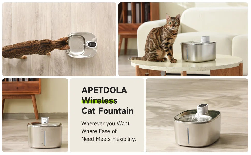 AP 4L Wireless Cat Water Fountain Auto Sensor Drinking Fountain Pet Accessories