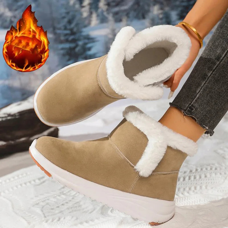 Winter Short Plush Warm Snow Boots Women Plus Size Platform Snow Boots Woman Fashion Faux Suede Non Slip Cotton Shoes Mujer