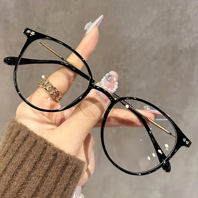 New Style Simple Black-Frame Clear Lens Fashion Glasses Large Frame Versatile for Street Style Women'S Fashion Accessory