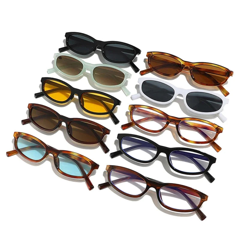 JNPCXI New Fashion Small Cat Eye Women Sunglasses Retro Leopard Tea Shades UV400 Men Trending Sun Glasses