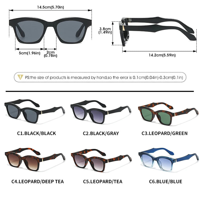 JNPCXI Fashion Square Women Luxury Sunglasses Retro Leopard Blue Designer Men Trending Sun Glasses Shades UV400