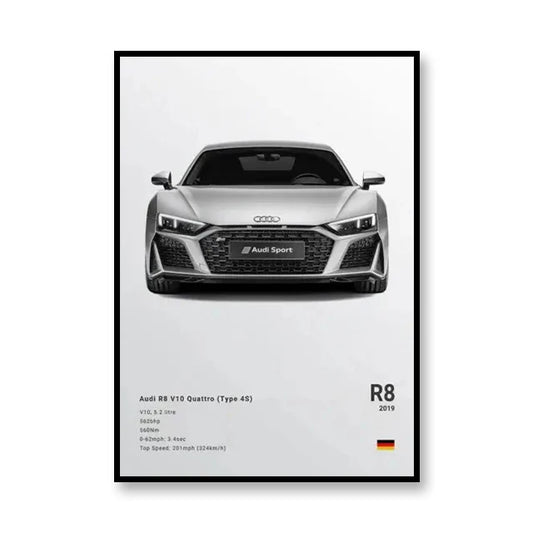 2019 Audi R8 Famous Brand Cars Canvas Wall Art Poster Print M5CS Room Decoration