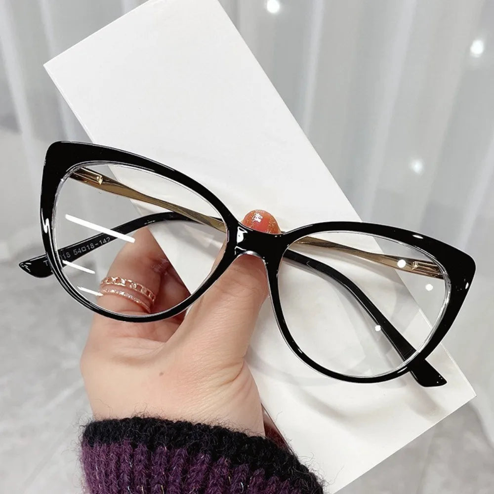 Aesthetic Glasses Replaceable Lens Eyeglasses Cat Eye Metal Frame Retro Eyeglasses