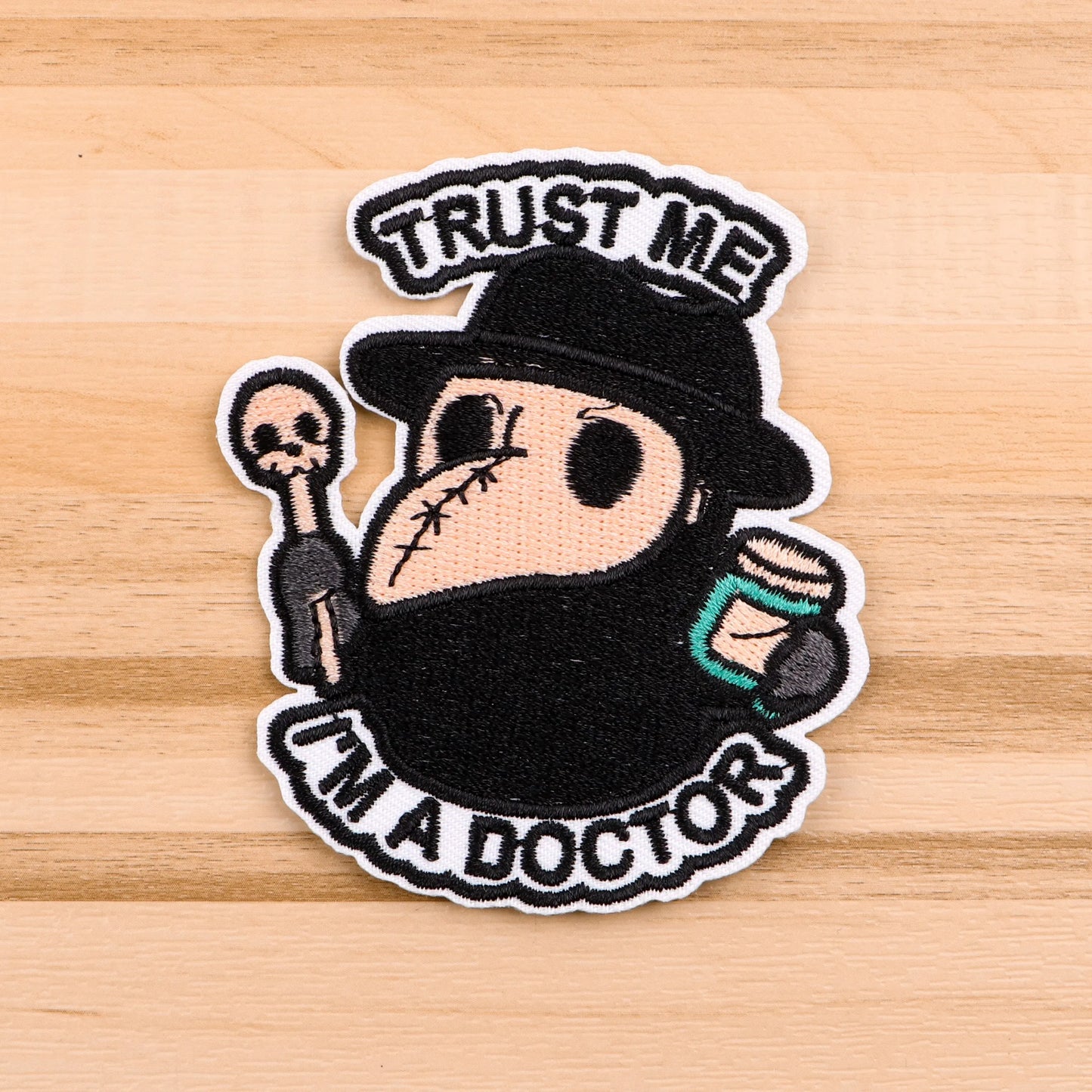 TRUST ME I'M DOCTOR Embroidery Patch Crow Iron On Patches For Clothing Thermoadhesive Patches On Clothes DIY Sew Badges