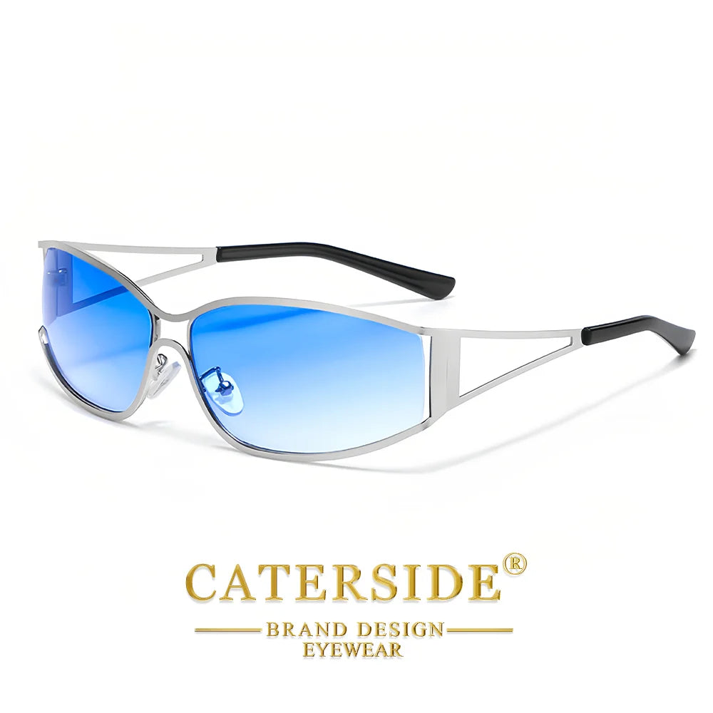 CATERSIDE Men's Punk Sunglasses Brand Design Fashion Technology Retro Sun Glasses Women's Travel Beach Y2K Glasses Gift UV400