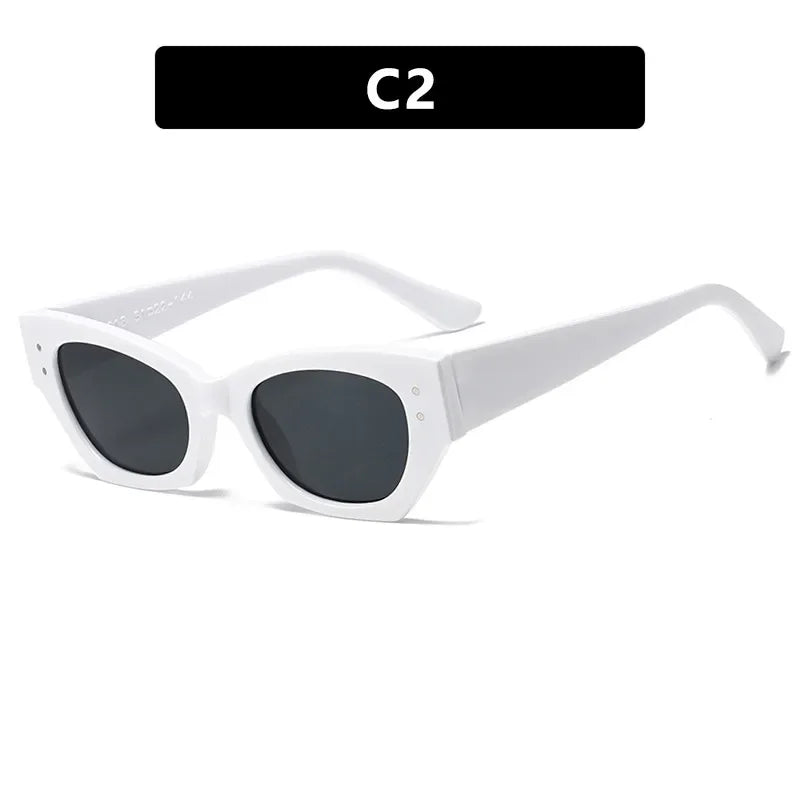 JNPCXI New Cat Eye Women Sunglasses Rice Nail Fashion Jelly White Color Shades UV400 Men Trending Gradient Sun Glasses