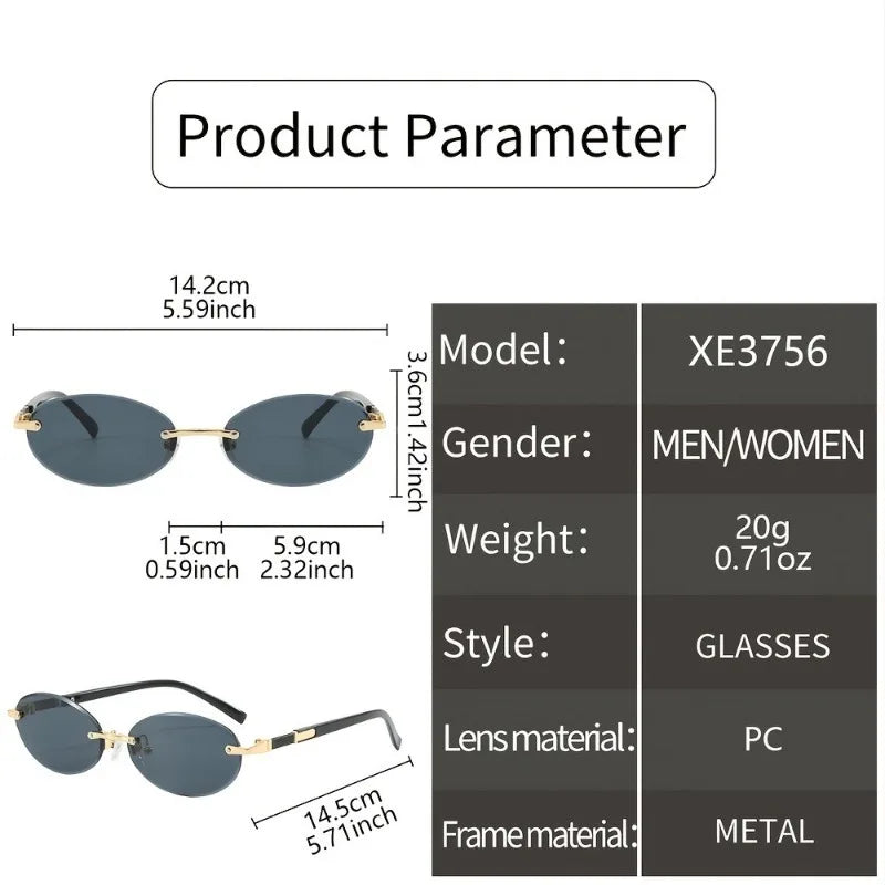 Stylish Rimless Oval Fashion Glasses for Men & Women  Perfect for Casual Wear Parties & Daily Activities