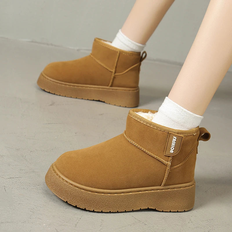 Warm Thicken Plush Snow Boots Women Slip On Thick Bottom Winter Ankle Boots Woman Comfortable Non Slip Cotton Padded Shoes Mujer