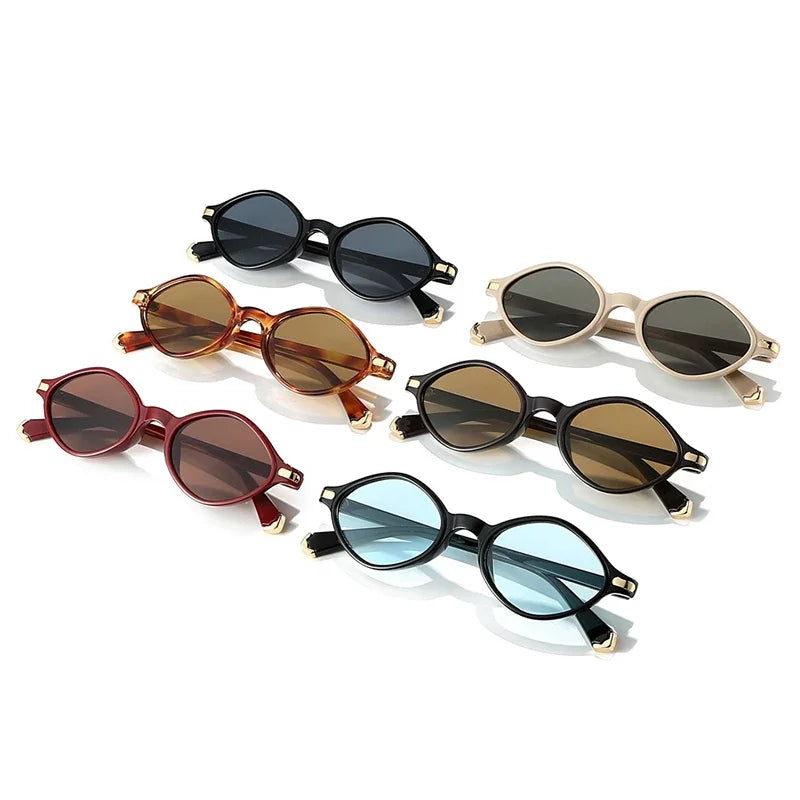 JNPCXI New Retro Polygon Cat Eye Sunglasses Women Fashion Leopard Shades UV400 Men Rivets Sun Glasses