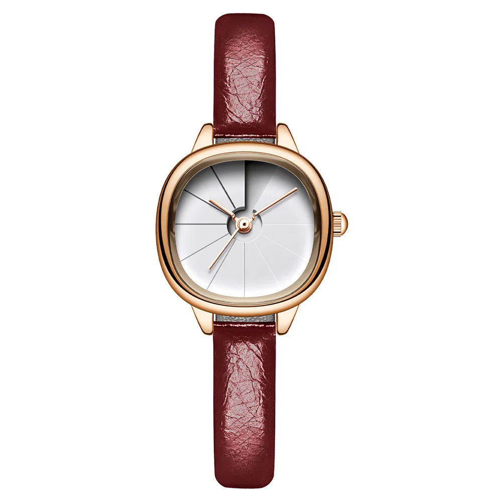 GEDI Vintage Watch Woman Fashion Microfiber Leather Strap Quartz Watches Waterproof Elegant Temperament Niche Women Gifts