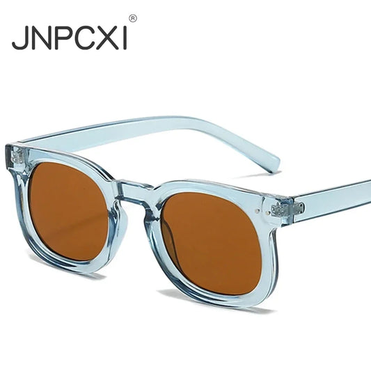 JNPCXI Retro Small Square Sunglasses Women Fashion Gradient Gray Tea Shades UV400 Men Rivets Trending Punk Sun Glasses