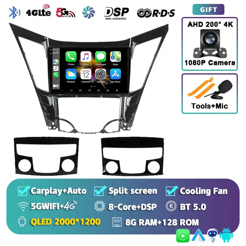 For Hyundai Sonata 6 YF 2009 - 2014 Android 15 2K QLED Car Radio Multimedia Video Player GPS stereo CarPlay Head Unit 4G WIFI