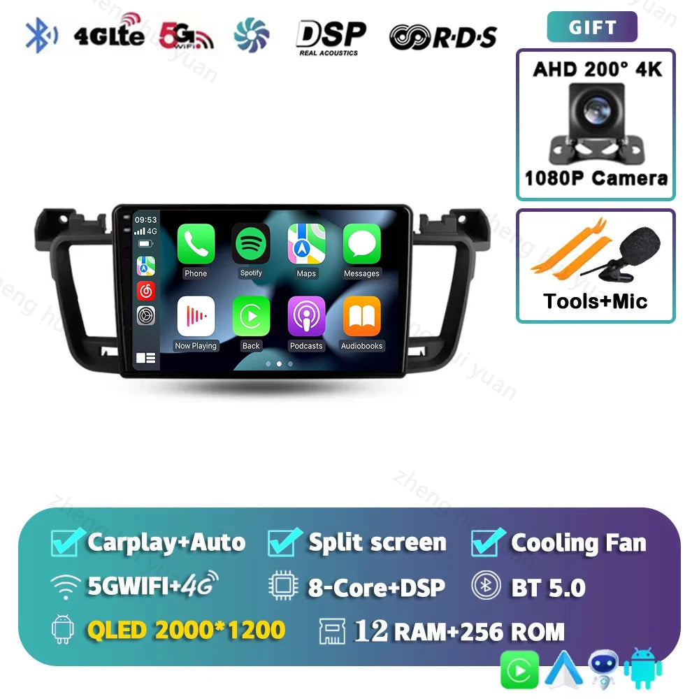 For Peugeot 508 2011 - 2018 Android 15 12+256GB CarPlay Auto Car Radio Multimedia Video Player GPS stereo Head Unit 4G WIFI