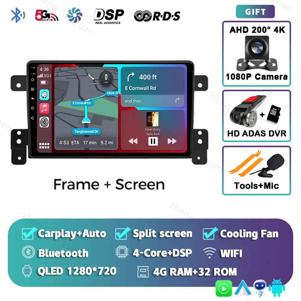 Android 15 CarPlay Auto For Suzuki Grand Vitara 3 2005-2014+ Car Radio Multimedia navigation video DVD Autoradio Stereo 2din 4G+