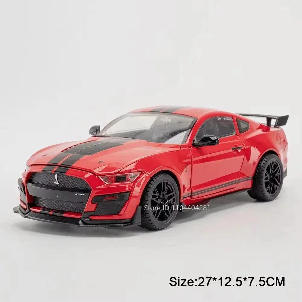 Large Size 1/18 Mustang Shelby GT500 Alloy Diecasts Sports Car Models 4 Doors Can Be Opened Metal Vehicles for Kids Toys Gifts