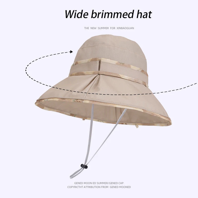 6144-New spring and summer outdoor sun protection hats for ladies, stylish and versatile wide-brimmed fisherman hats,suitablefor