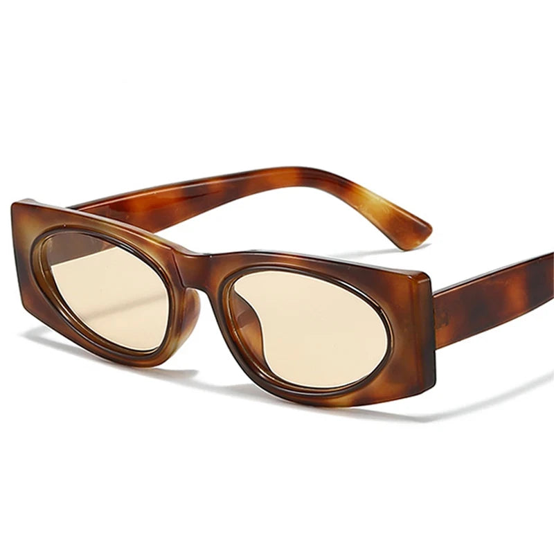 JNPCXI New Ins Popular Fashion Square Sunglasses Women Shades UV400 Retro Leopard Men Trending Oval Lens Sun Glasses