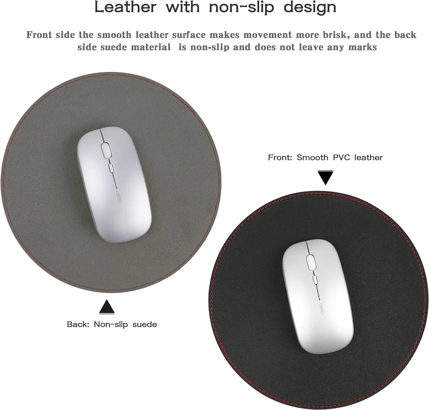 Mouse Pads, Ultra Thin Waterproof PVC Leather Mouse Pad,Stitched Edges,Works for Computers Laptop Office/Home 22cmL x 22cmW