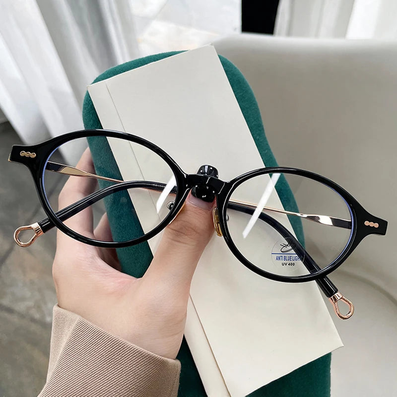 JNPCXI New Vintage TR90 Round Glasses Frame Women Fashion Clear Anti-Blu-Ray Lens Eyewear Men Optical Frame