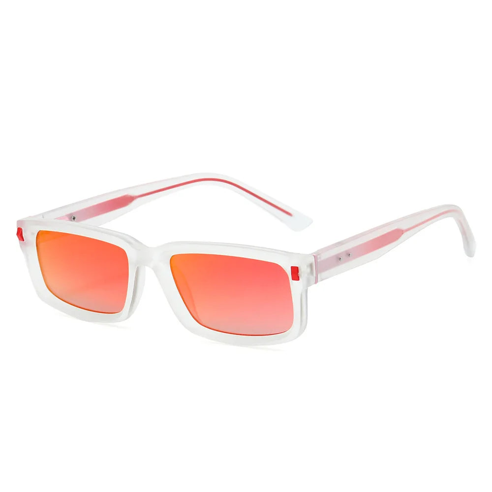 JNPCXI New Small Rectangle Women Luxury Sunglasses Fashion Orange Gradient Shades UV400 Retro Rivets Men Sun Glasses