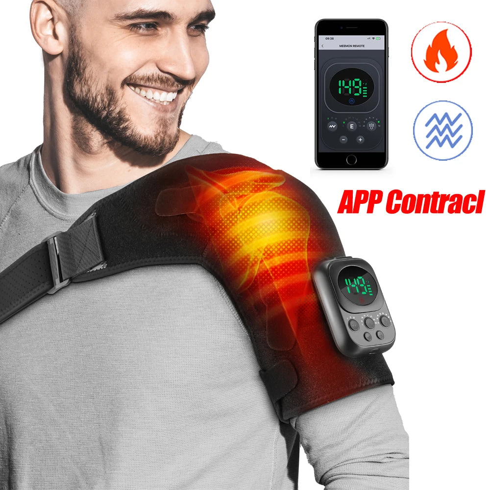 Wireless Shoulder Massage Belt APP Control Heating Vibration Shoulder Arm Muscle Relaxation Support Wrap Shoulder Protective