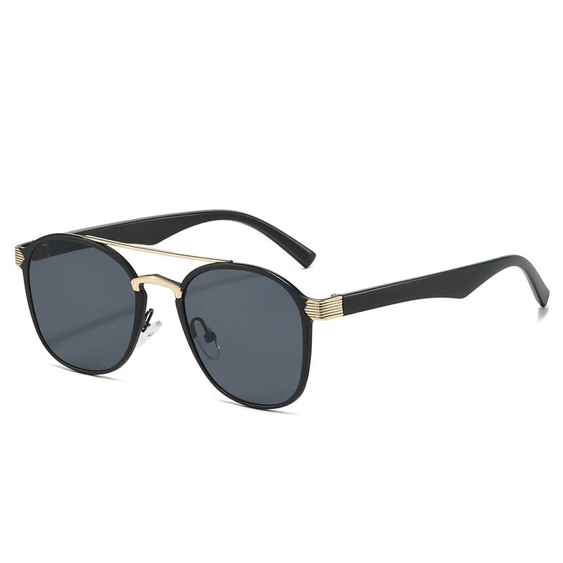 JNPCXI New Fashion Double Bridges Square Men Luxury Sunglasses Retro Women Blue Gradient Mirror Shades Sun Glasses UV400