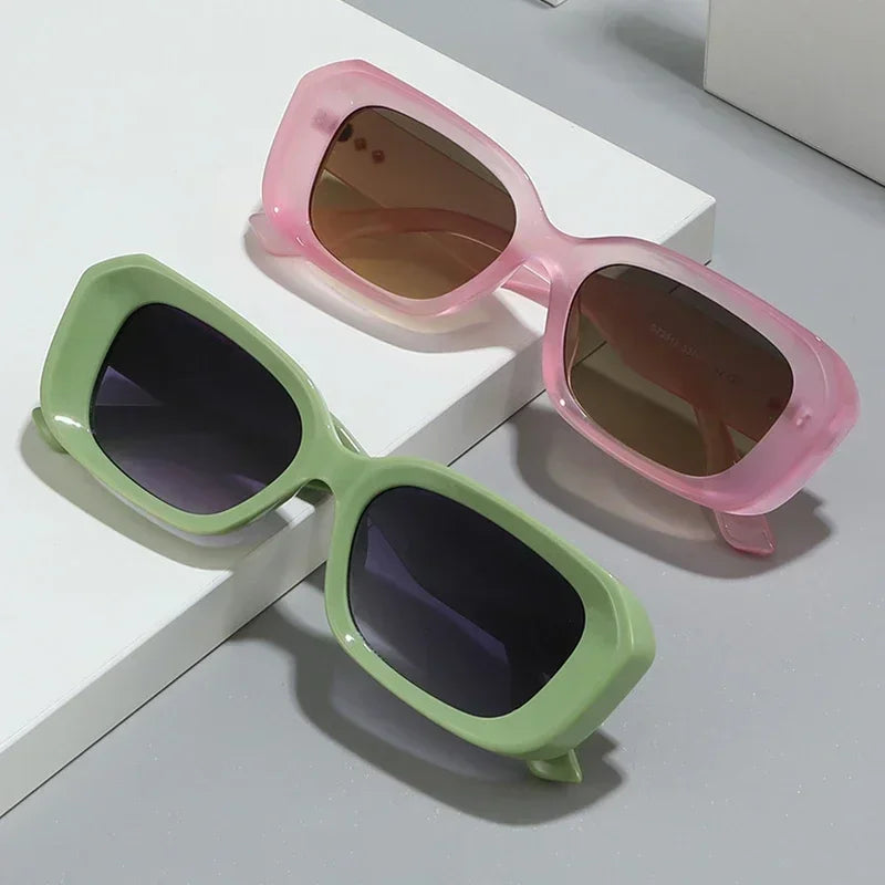 JNPCXI Retro Square Sunglasses Men Fashion Gradient Shades UV400 Women Trending Rivets Sun Glasses