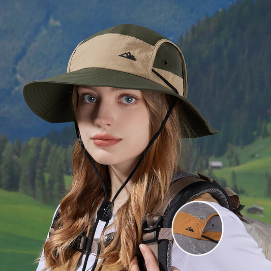 9262 New summer large brim fisherman hat quick dry waterproof mountaineering sun hat for men and women outdoor cycling sunscreen