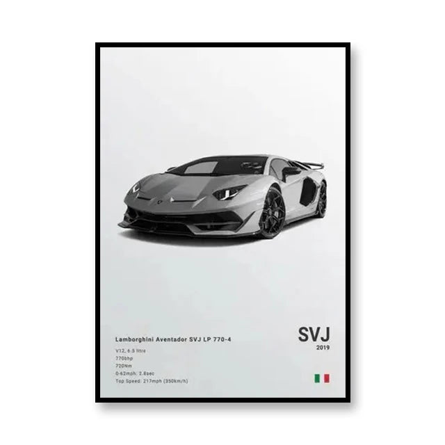 2019 SVJ Lamborghini Print Famous Brand Cars Canvas Wall Art Poster Room Decor