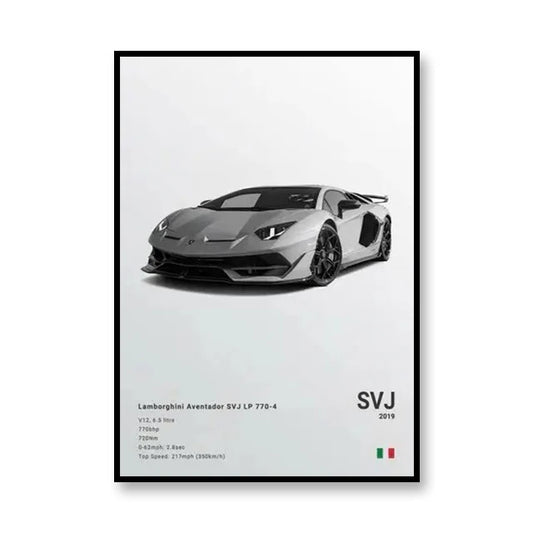 2019 SVJ Lamborghini Print Famous Brand Cars Canvas Wall Art Poster Room Decor