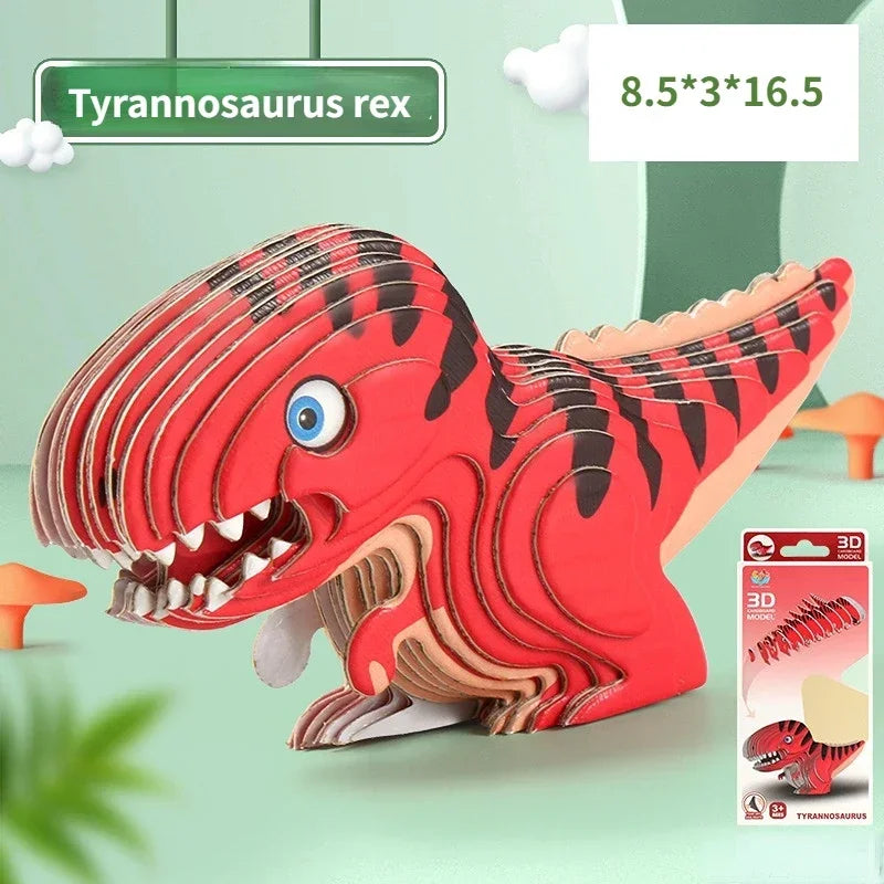3D Jigsaw Puzzles for Kids Jurassic World Dinosaur Educational Toys Paper Animal Puzzle Cartoon Model Toys Children's Day Gift