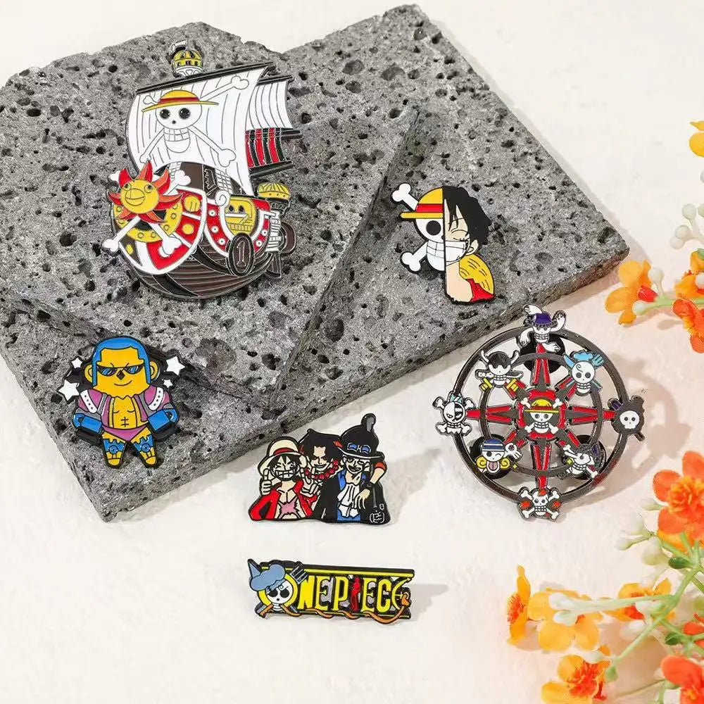 6 PCS Cartoon  Ship Brooch Anime Metal Enamel Pins Clothing Bag Lapel Badge Jewelry Gift for Fans Friends Accessories