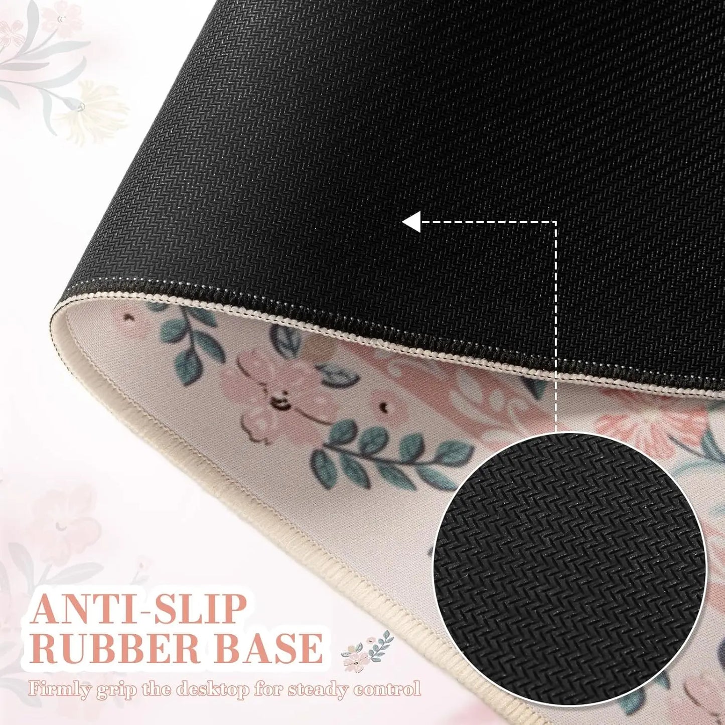 Desk Mat for Keyboard and Mouse, Large Mouse Pad, Desk Pad Mat, Anti-Slip Big Mousepad with Stitched Edges for Computer Desktop