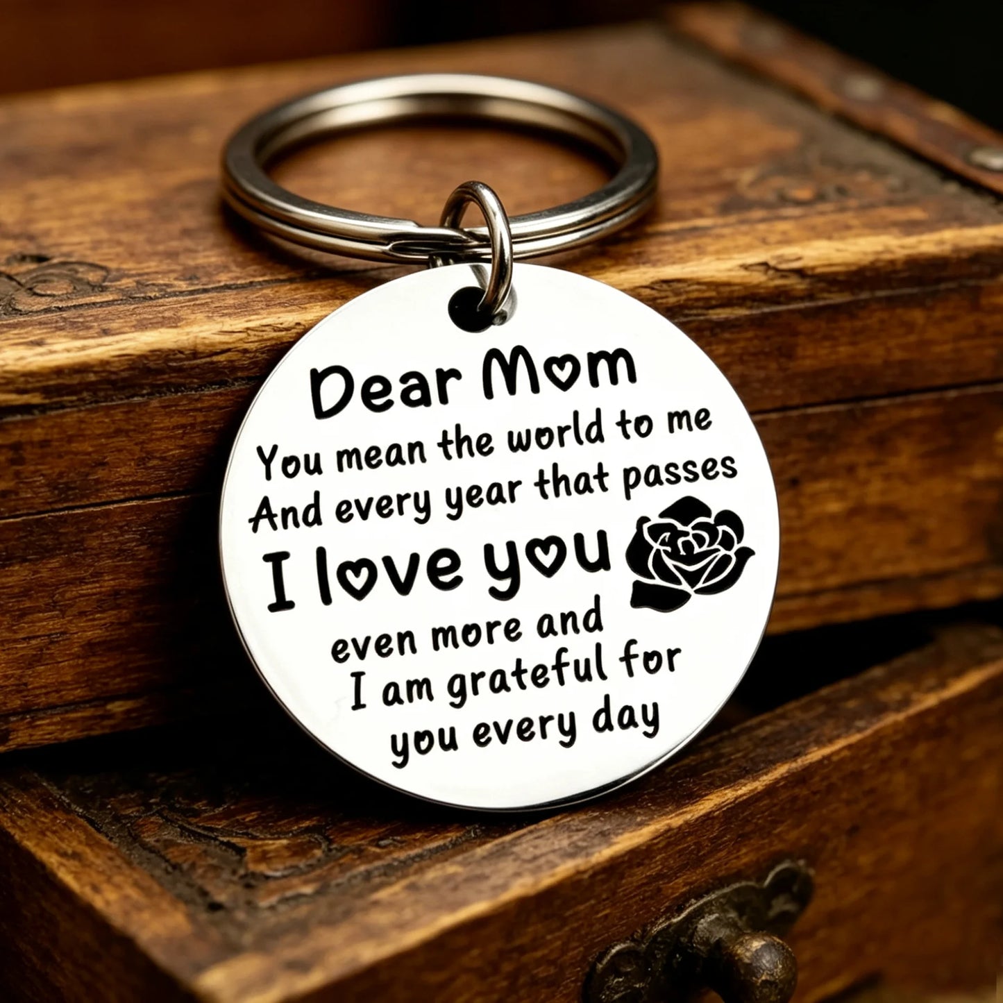 Stainless Steel 'Dear Mom I Love You' Keychain - Perfect Gift for Mother's Day, Birthday, Christmas, Thanksgiving