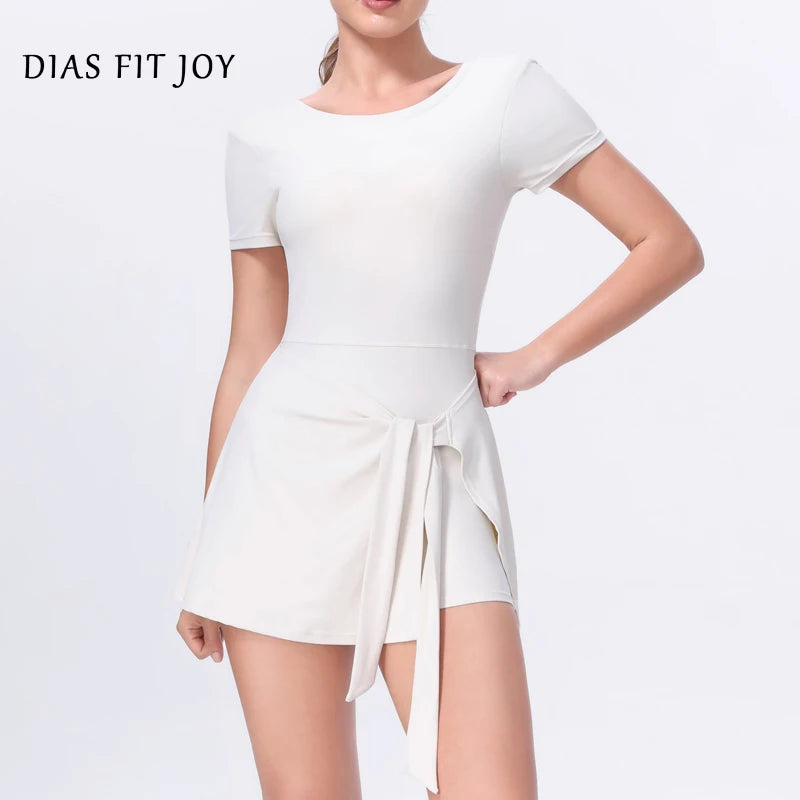 DIAS FIT JOY Sporty One-Piece Dress Prevents Walk Light Beautiful Back Design Yoga Skirt Tennis Skirt Naked Sensation