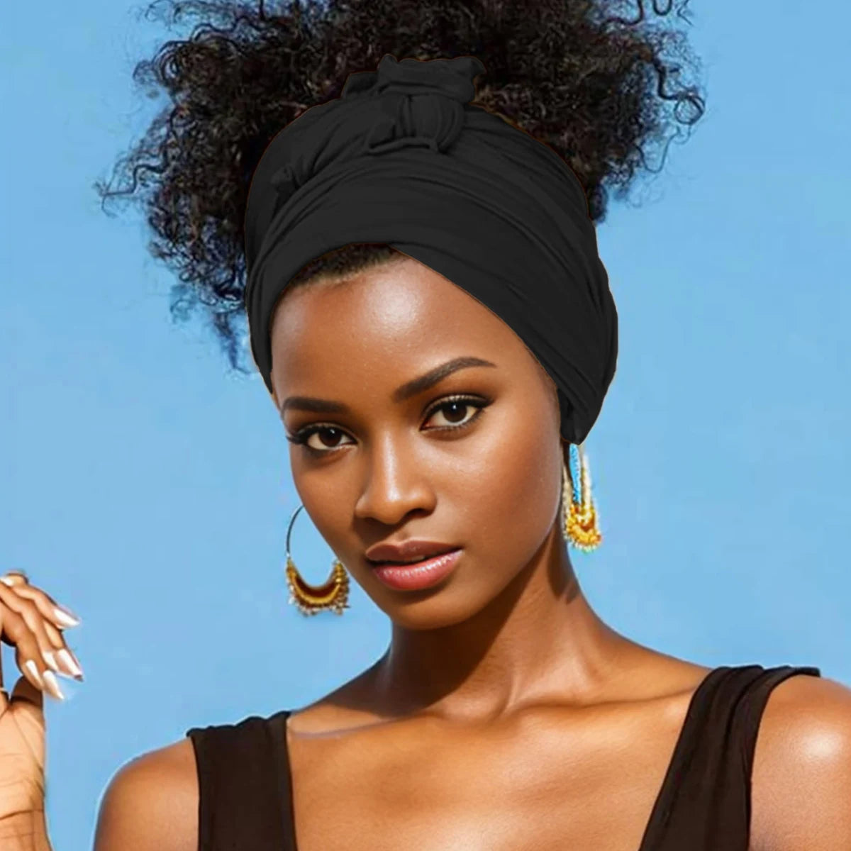 ExtraLong stretch jersey turban african solid color super soft breathable headband