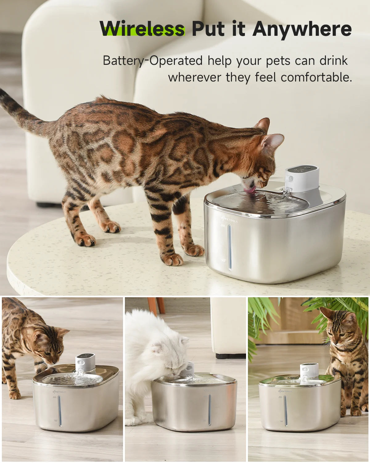 AP 4L Wireless Cat Water Fountain Auto Sensor Drinking Fountain Pet Accessories