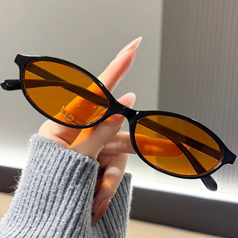 Retro Personality Small Frame Oval Sunglasses, Artistic Style Sunglasses, Trendy Sunglasses