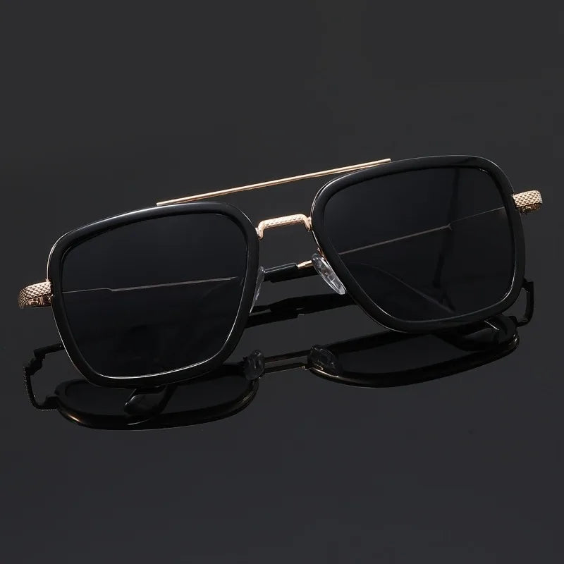 Men's Oversized Square Frame Fashion Glasses Dark to Amber Tint for Casual Streetwear Fashion Accessories Stylish Glasses