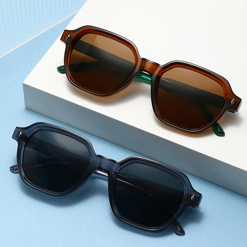 JNPCXI New Fashion Square Women Sunglasses Retro Trending Orange Leopard Rivets Candy Color Sun Glasses Shades UV400