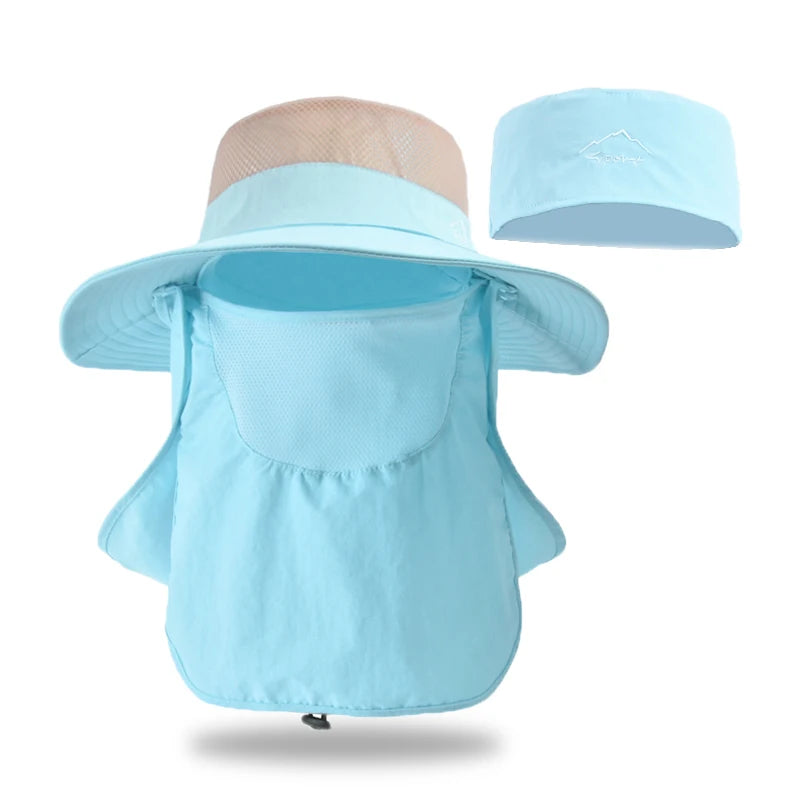 Xinbaoguan 100% Nylon 9216 Men's and Women's Summer Outdoor Face Covering and Sunscreen Fishing Hat with Large brim Sunshade Hat