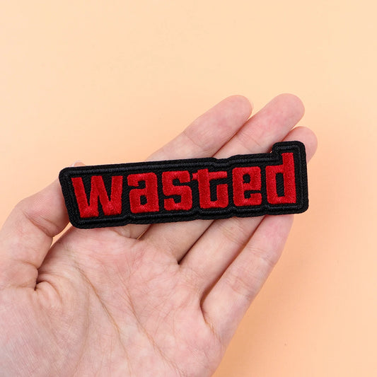"Wasted" Iron On Patch Clothes Patch For Clothing Funny Embroidered Patch Garment Apparel Accessories Sewing Stickers