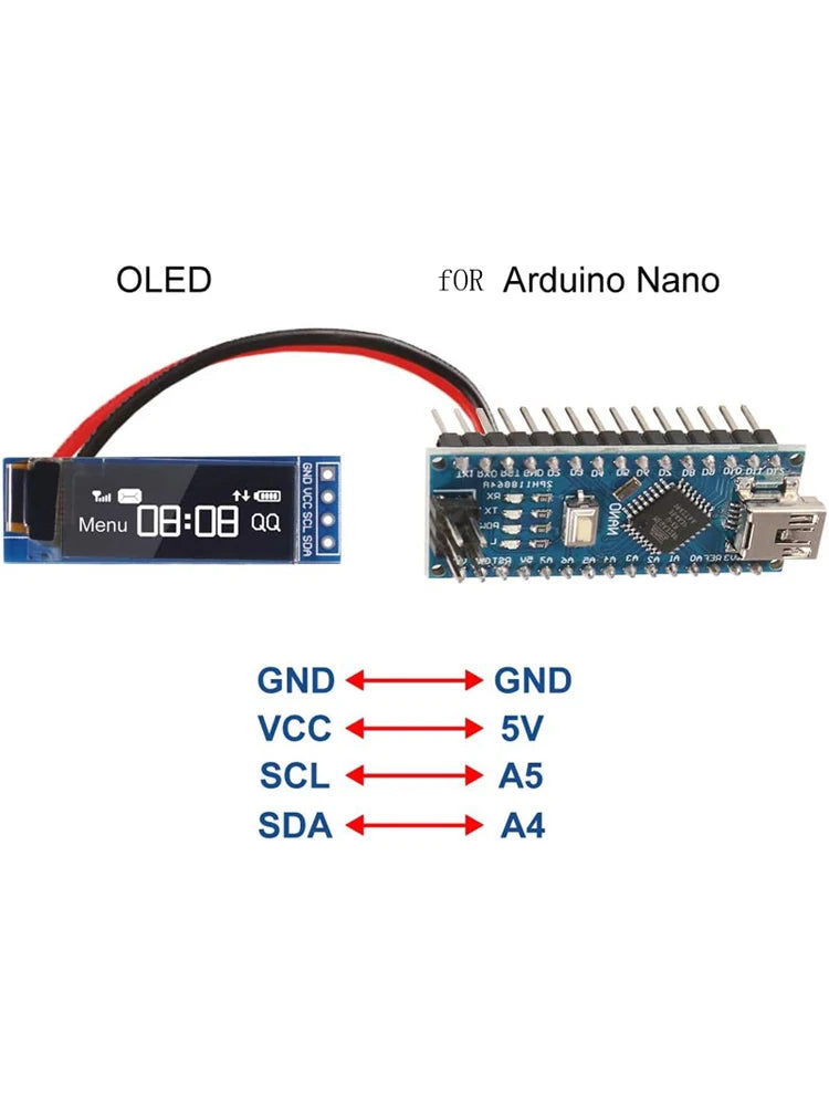 I2C OLED Display Module 0.91 Inch I2C SSD1306 OLED Display Module White / BLUE I2C OLED Screen Driver DC 3.3V~5V for Arduino
