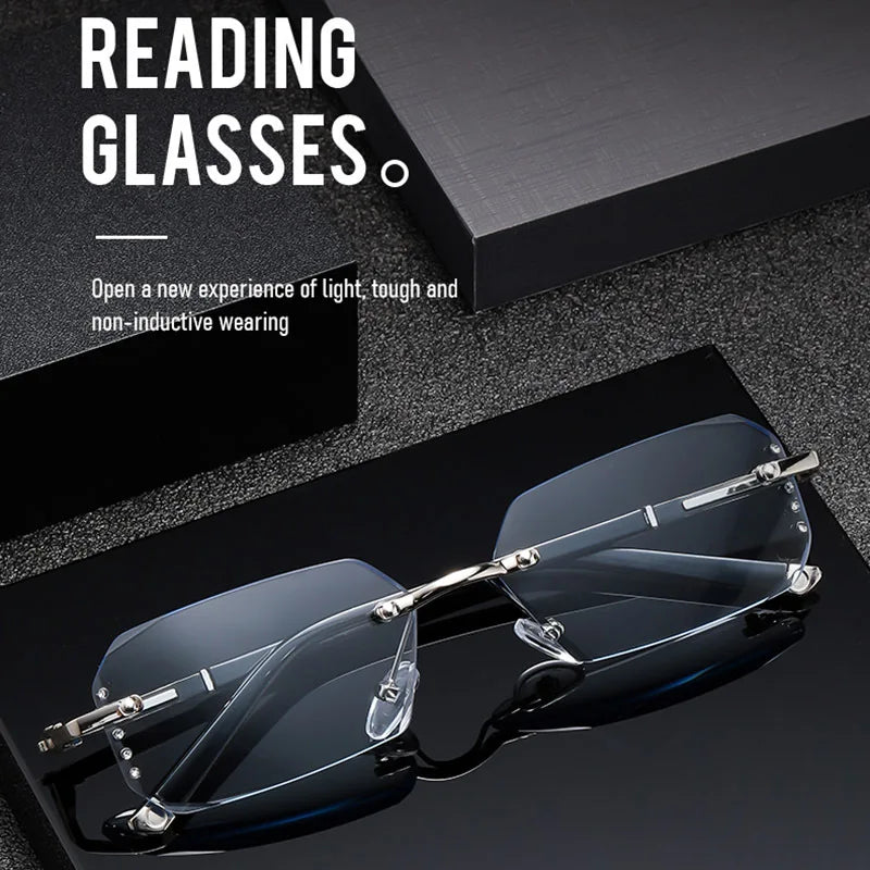 Fashion Frameless Reading Glasses with Precision Cut Lenses Made of Stainless Steel Material Suitable for Both Men and Women
