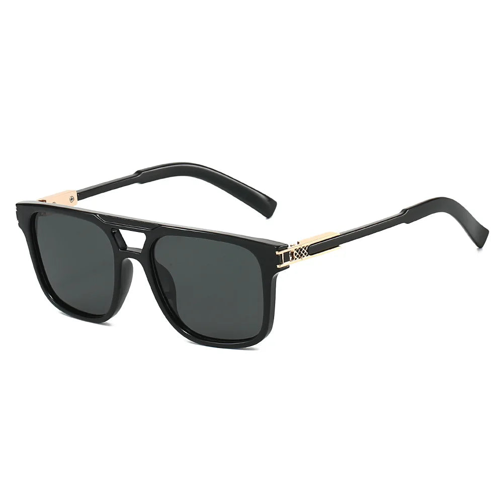 JNPCXI New Double Bridges Square Sunglasses Women Gradient Black Leopard Shades Men Sun Glasses UV400